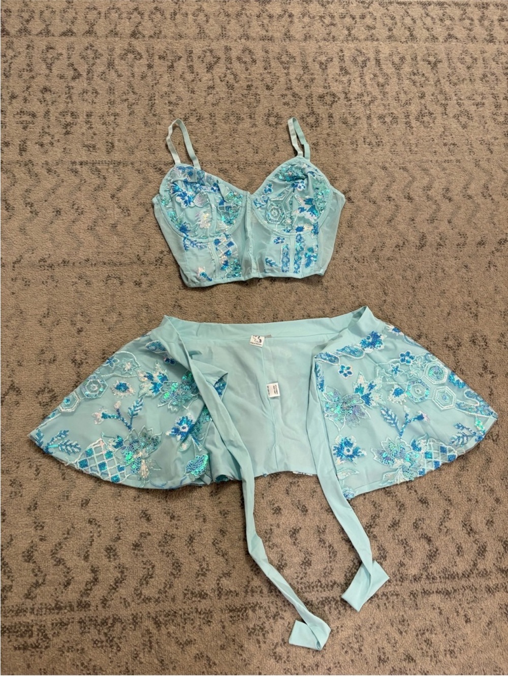 Iheartraves blue sequins rave set size 1x